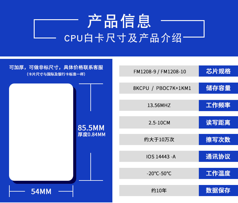 CPU白卡/可定制印刷內(nèi)容(圖1)